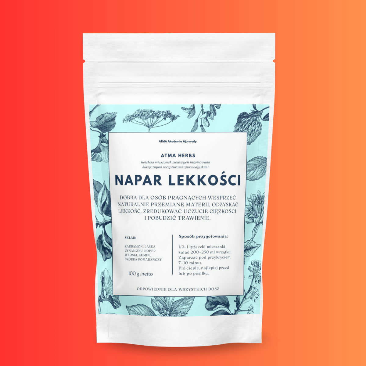 napar-lekkosci-ziola-mieszanka-ajurwedyjska_opakowanie Ajurwedyjska mieszanka ziół i przypraw wspierająca lekkość i równowagę sylwetki